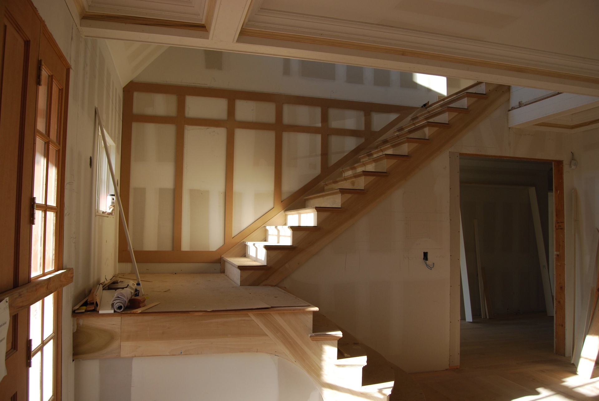 Custom staircase build during major renovation
